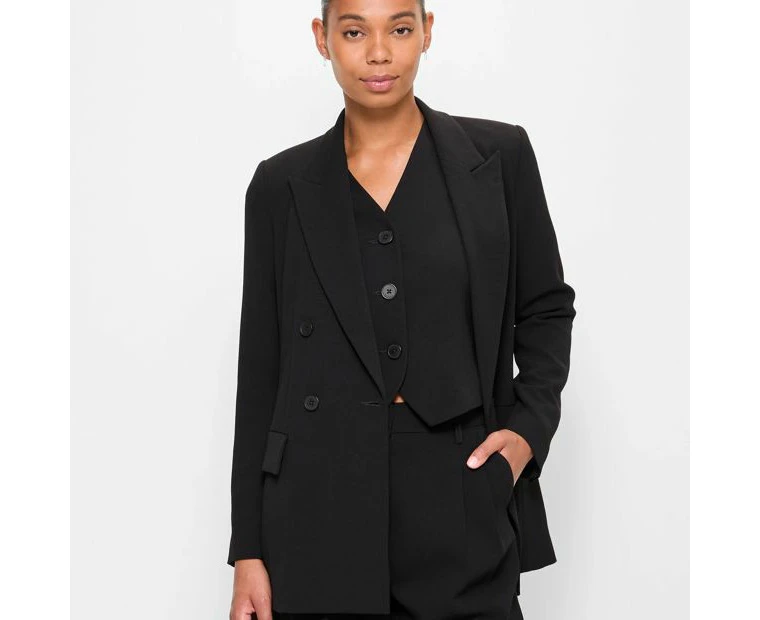 Crepe Double Breasted Blazer - Preview