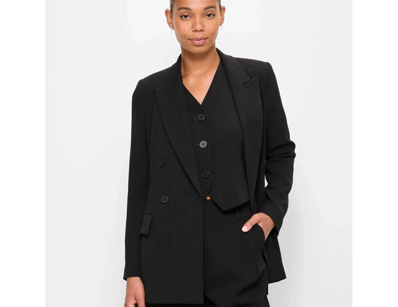 Crepe Double Breasted Blazer - Preview