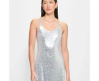 Scoop Neck Sequin Midi Dress - Preview