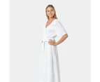 Wrap Front Tiered Midi Dress - Piping Hot