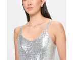 Scoop Neck Sequin Midi Dress - Preview