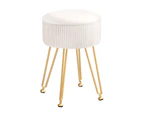 Artiss Ottoman Storage Foot Stool Velvet Round White