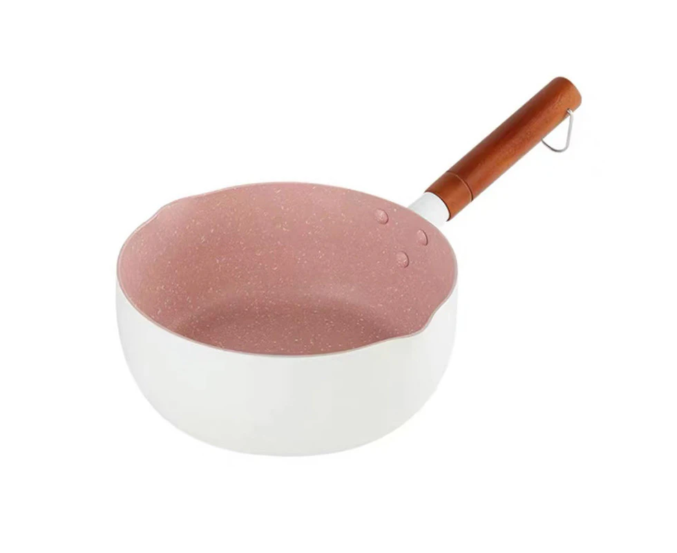 Japanese Style Saucepan Nonstick Milk Noodle Soup Sauce Pan Baby Food Cooking Pot White 18cm