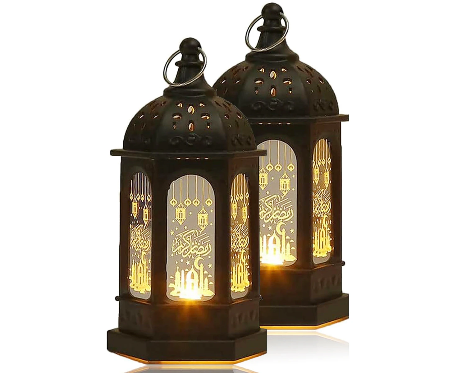 Ramadan Lantern Lights LED Eid Mubarak Lantern Ramadan Gifts for Kids, Ramadan Decorations for Home Table Wall Eid Centerpieces Decor