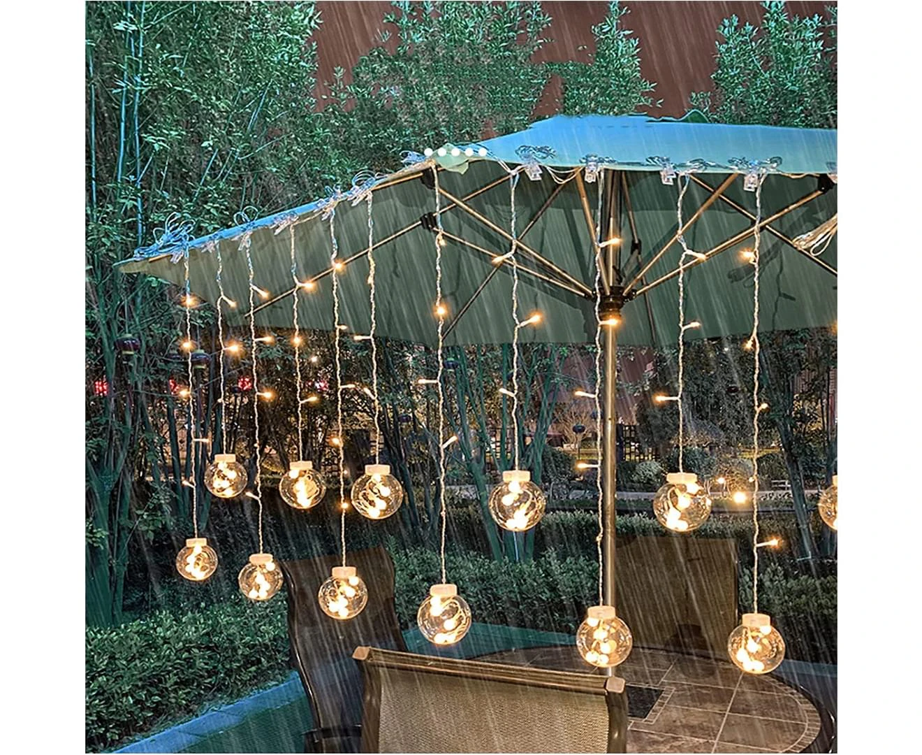 Water-resistant Wishing Ball Curtain String Lights Fairy Hanging Lights for Christmas Tree Decoration Patio Lawn Garden Wedding - Warm White