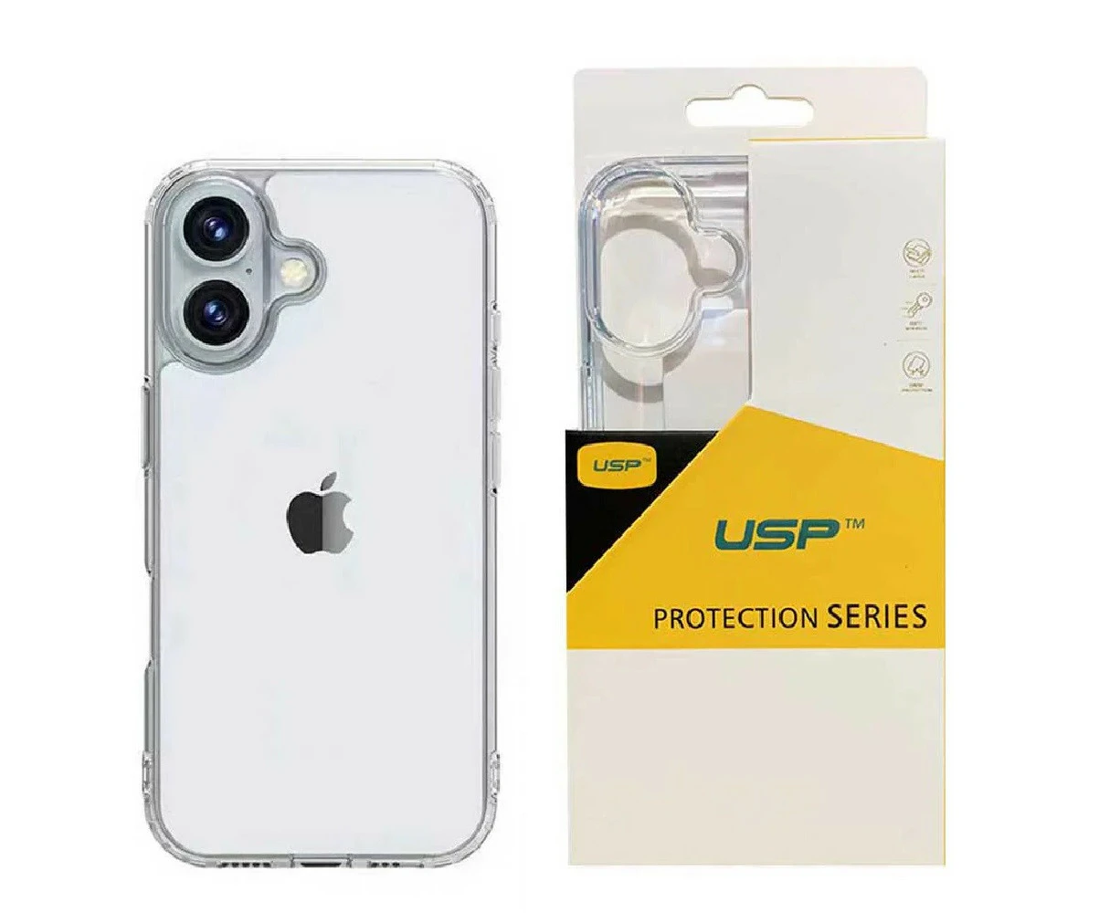 USP Apple iPhone 16 (6.1') Clear Rock Shockproof Case - Ultra-Thin, Lightweight, Non-Slip, Multi-Layer, Strong And Durable Materials