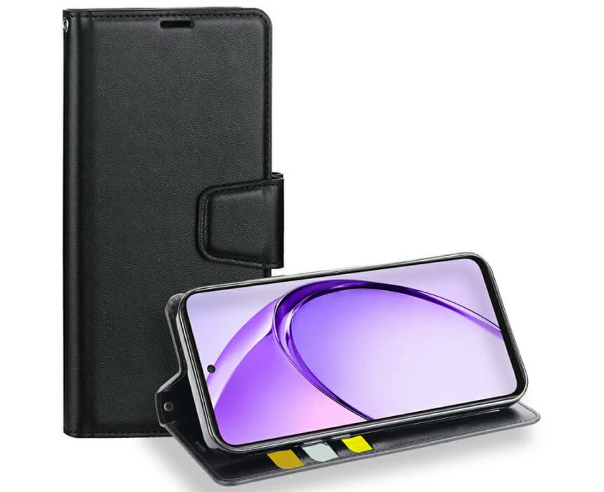 For Oppo A80 5G Hanman Wallet Case Flip Leather Card Slots Magnetic Stand Cover (Black)