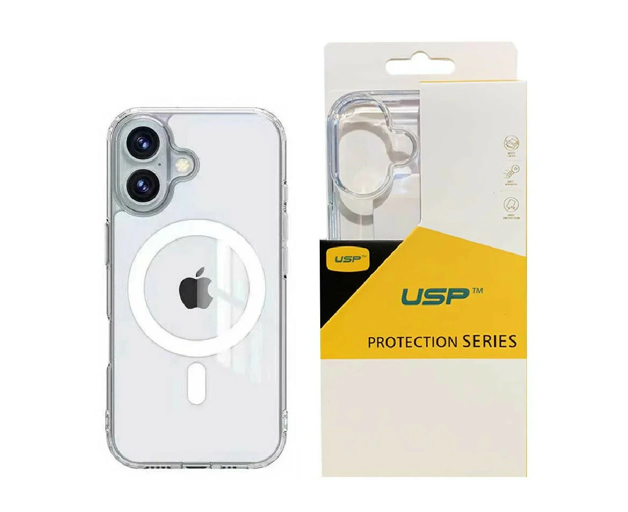 USP Apple iPhone 16 (6.1') Clear Rock Shockproof Case with MagSafe - Ultra-Thin, Lightweight, Non-Slip, Multi-Layer, Strong And Durable Materials