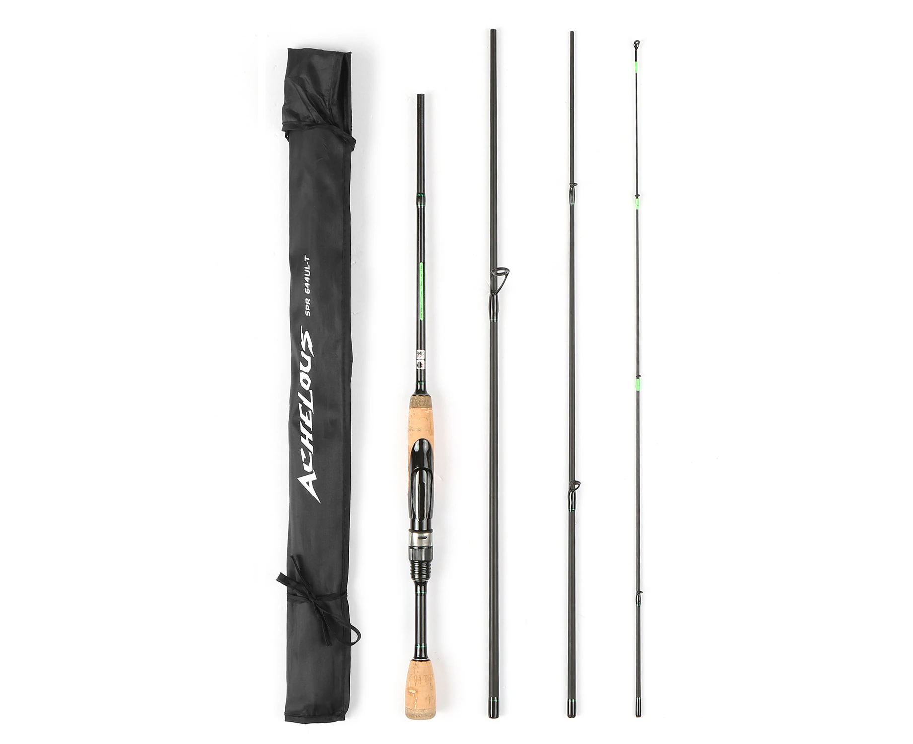 Portable Travel Spinning Fishing Rod Lightweight Carbon Fiber 4 Pieces Fishing Pole