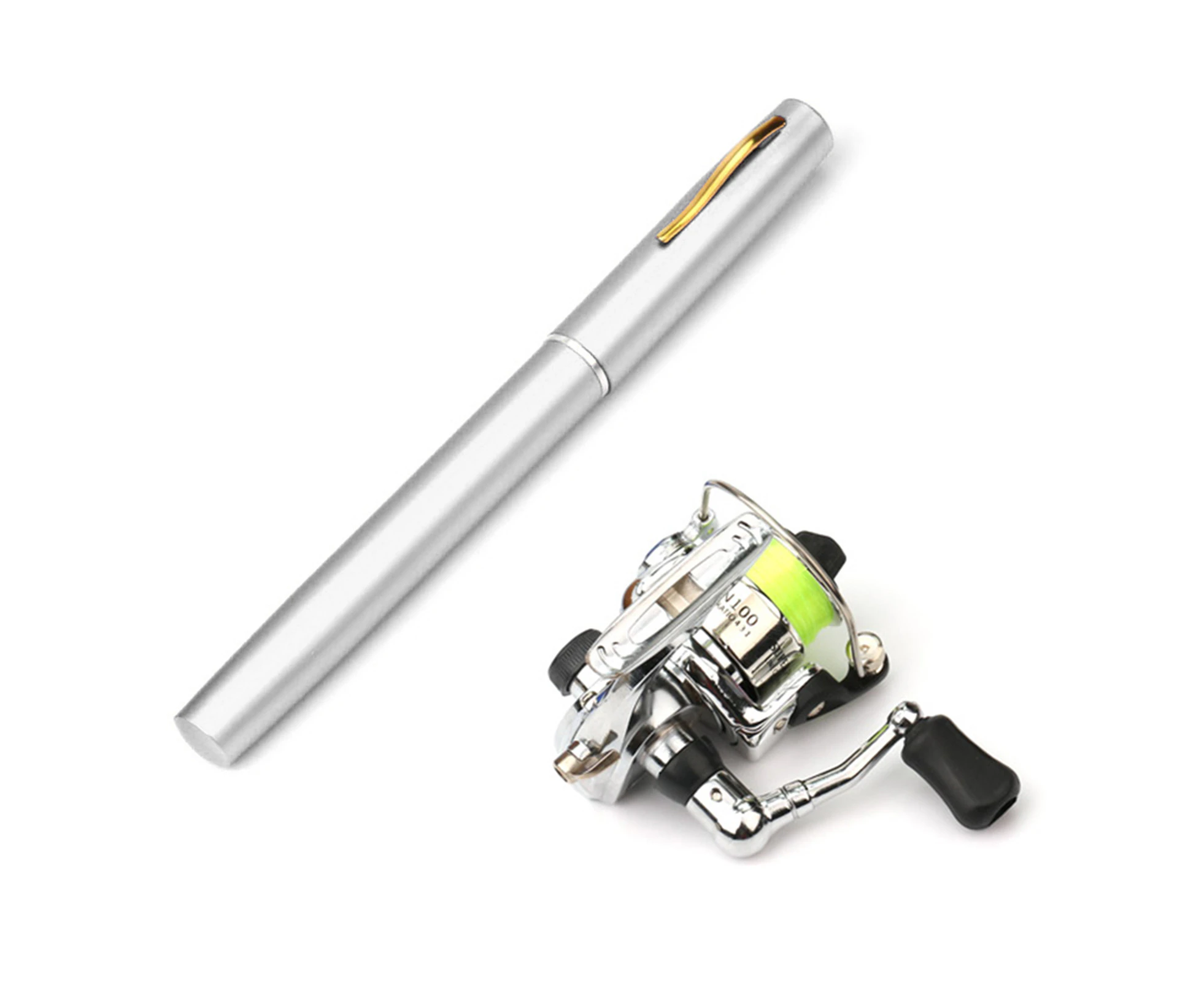 Collapsible Fishing Rod Reel Combo Mini Pen Fishing Pole Kit Telescopic Fishing Rod Spinning Reel Combo Kit