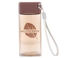 1Pc Portable Square Leaf Water Bottle Leakage-proof Bottles with Hanging Rope(Coffee)