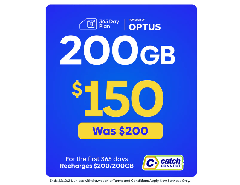 Catch Connect 365 Day Mobile Plan - 200GB