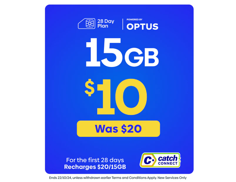 Catch Connect 28 Day Mobile Plan - 15GB