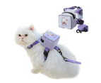 Pet Dog Cute Cartoon BackPack Adjustable Saddle Bags with Lead Leash for Puppy (Purple)