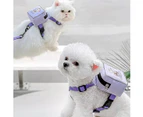 Pet Dog Cute Cartoon BackPack Adjustable Saddle Bags with Lead Leash for Puppy (Purple)