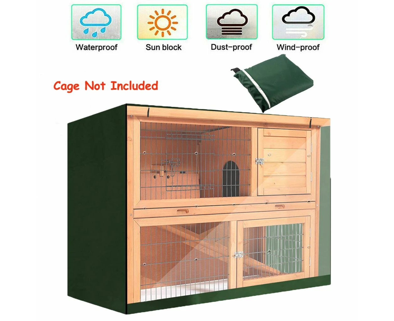 122X50X105cm rabbit hutch protective cover rabbit cage cover rain cover rabbit hutch cover, green