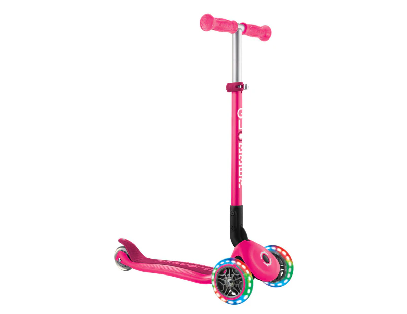 Globber Primo Lights Foldable Scooter - Neon Pink