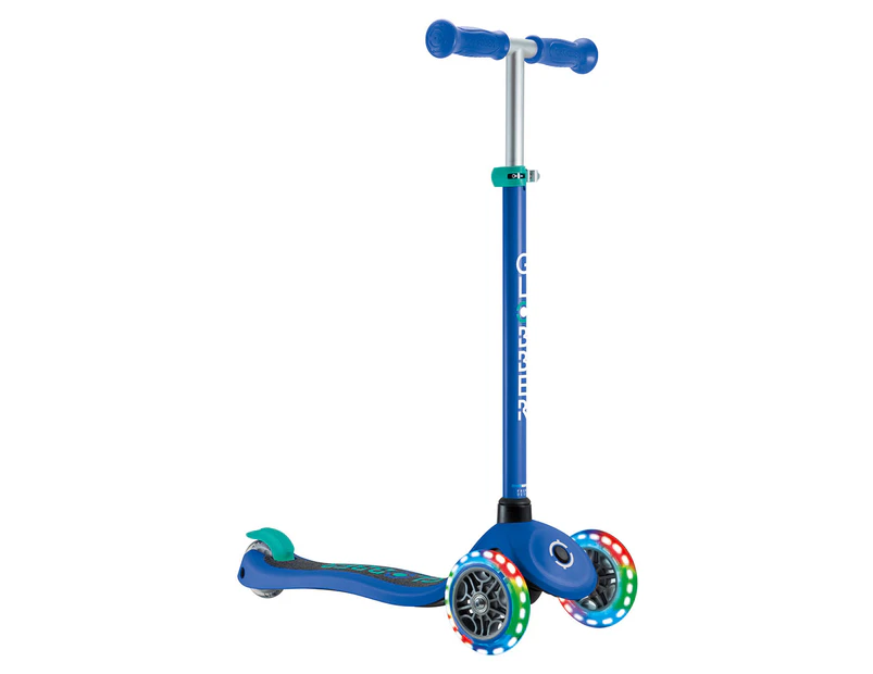 Globber Primo Lights Scooter - Navy Blue/Emerald Green