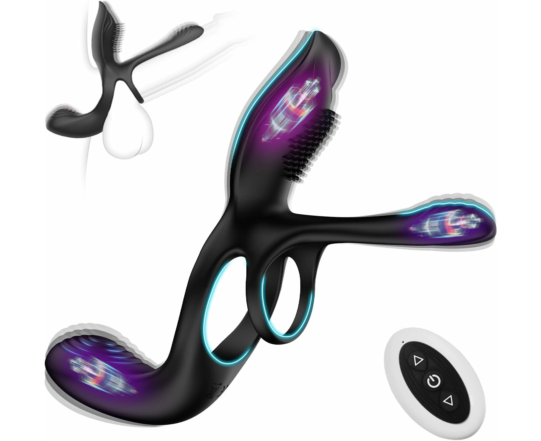 Vibrator for Couple, 3 in 1 Vibrating Cock Ring with 10 Modes, Men's Penis Vibrators, Perineum , G spot, Clitorals Stimulator for Women, Sex Novelties,