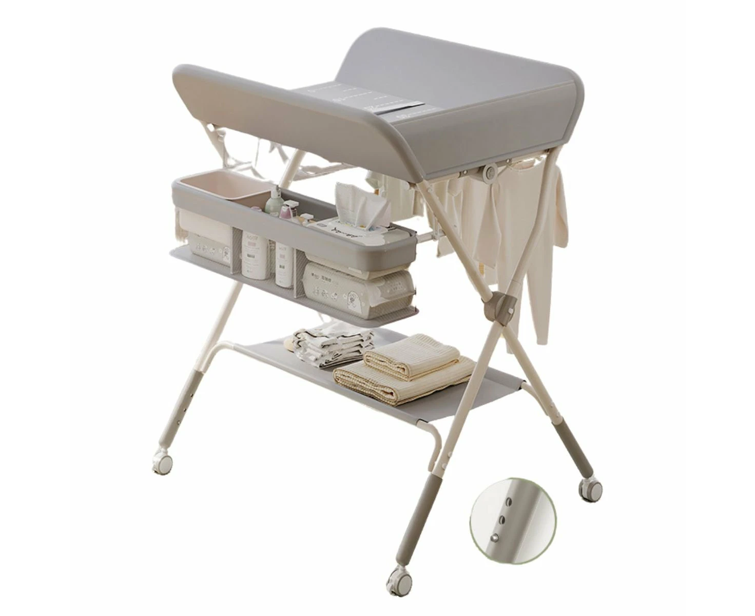 Toddly FlexiStation Baby Changing Table Adjustable & Foldable for Maximum Comfort - Pro Max Adjustable Grey