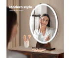 Levede Dressing Table LED Light Strip Makeup Mirror Stool Set Vanity Desk Brown