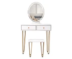 Levede Dressing Table LED Light Strip Makeup Mirror Stool Set Vanity Desk White