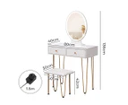 Levede Dressing Table LED Light Strip Makeup Mirror Stool Set Vanity Desk White