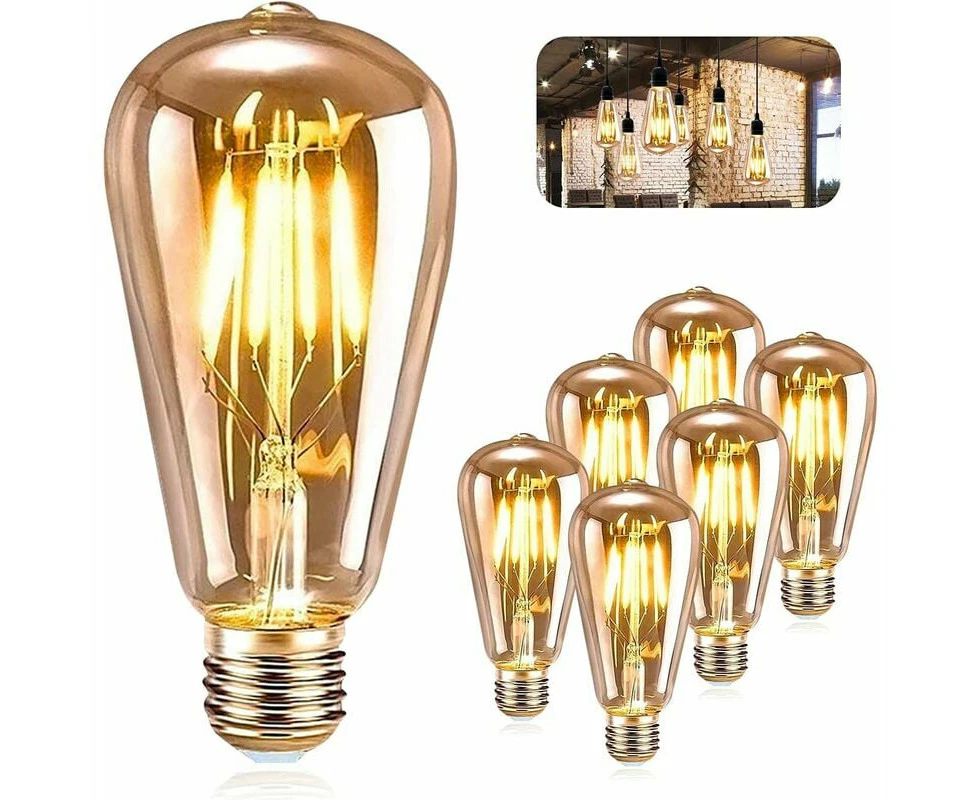 E27 Vintage LED Bulb Retro Edison 4W Warm White, Pack of 6