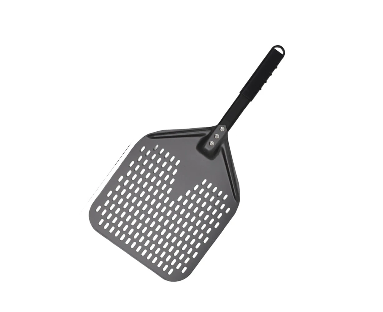 Anygleam Pizza Shovel 28cmx58cm Dark Grey for Perforated Peel with Metal Handle Oven Turning Baking Accessory