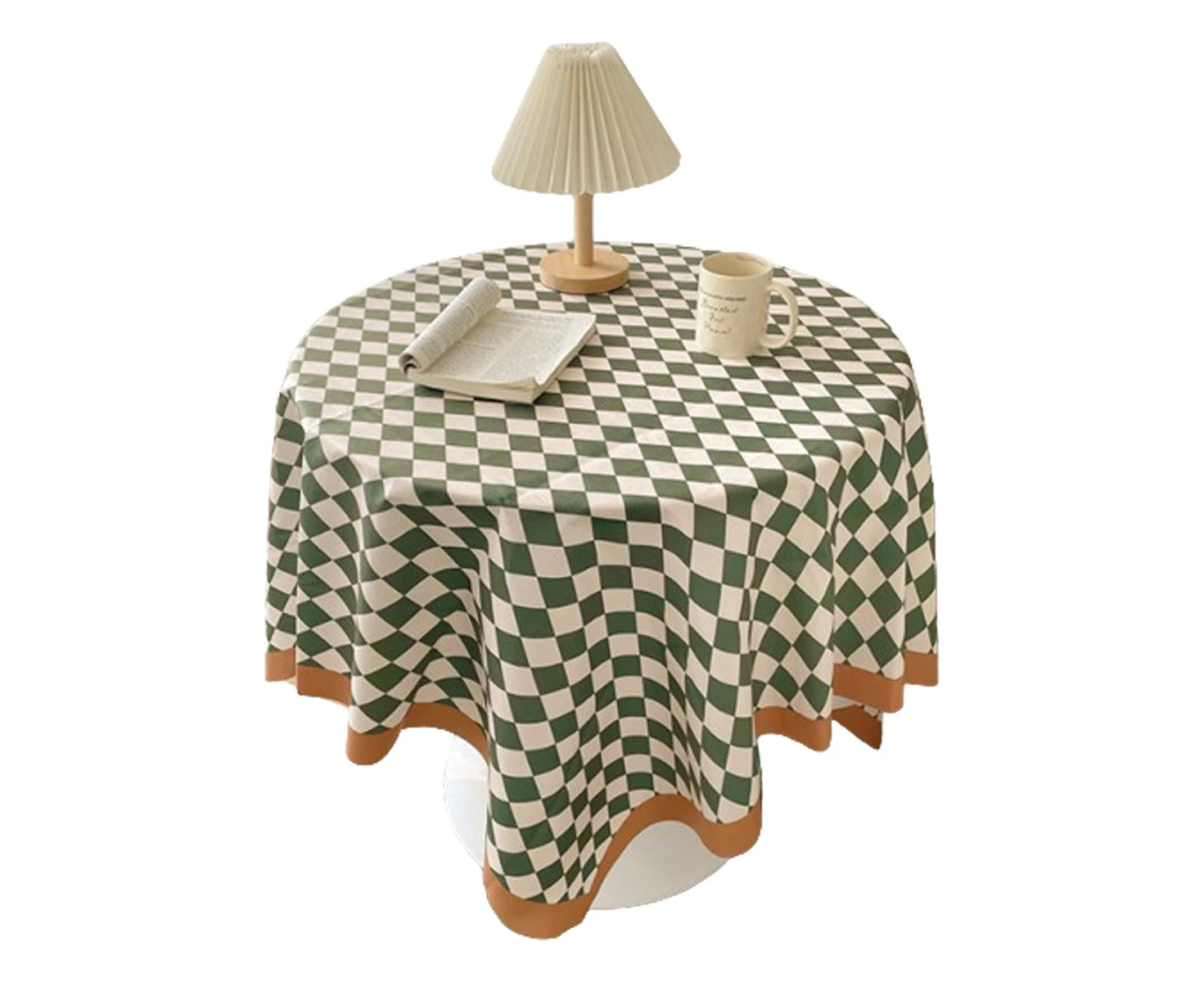 Checkerboard Tablecloth Vintage Grid Simple Practical Table Cover for Rectangular Round Table Coffee Table Green Grid 75x75cm