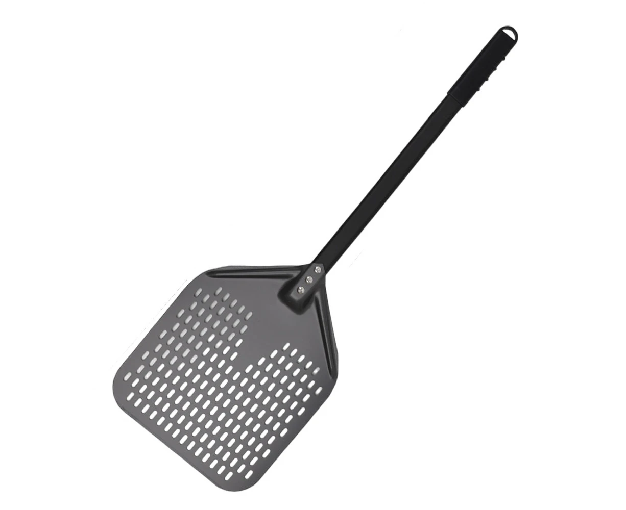 Anygleam Pizza Shovel 28cm X 84cm Dark Grey for Perforated Peel with Metal Handle Oven Turning Baking Accessory