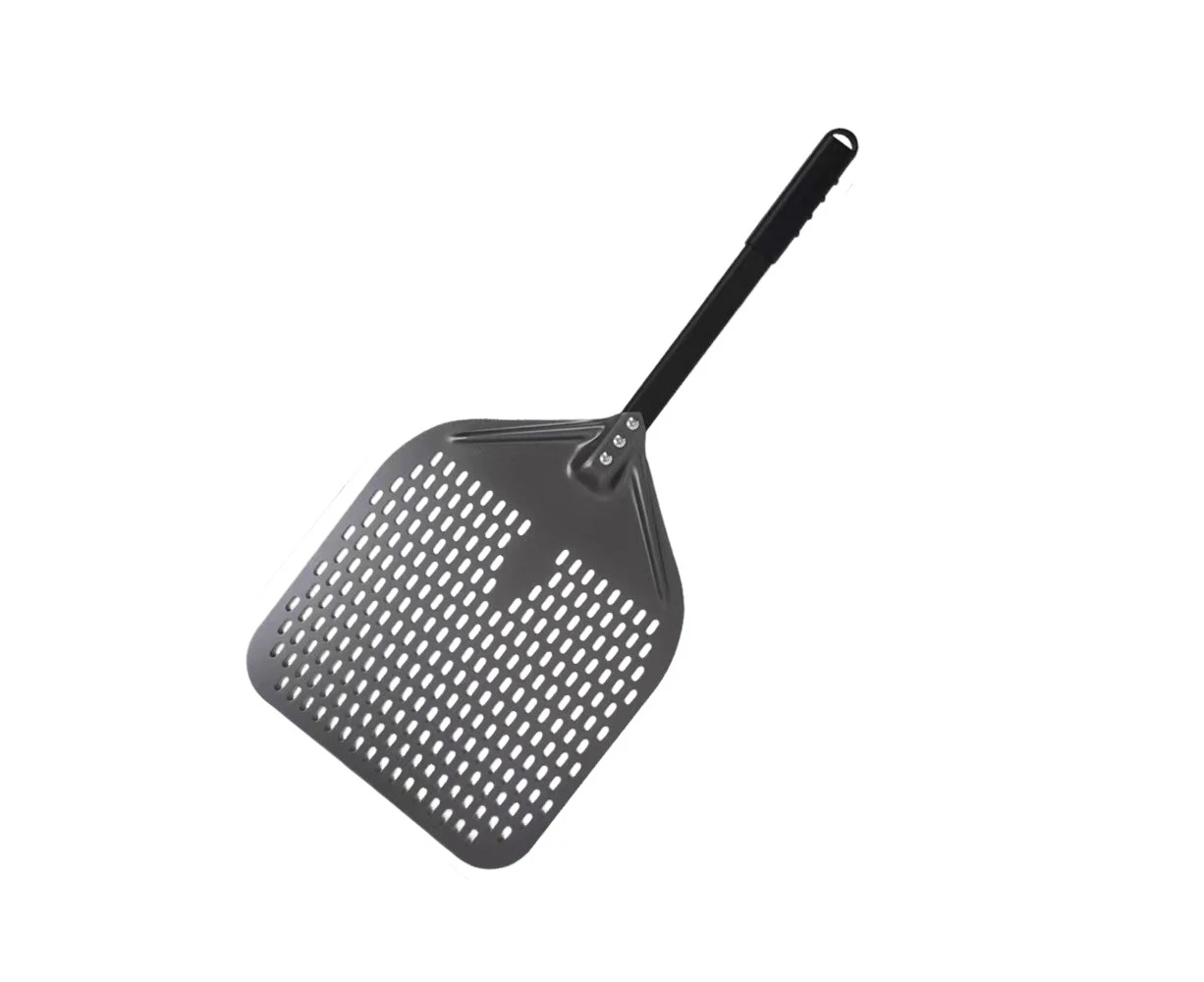 Anygleam Pizza Shovel 33 cm x 74cm  Dark Grey for Perforated Peel with Metal Handle Oven Turning Baking Accessory