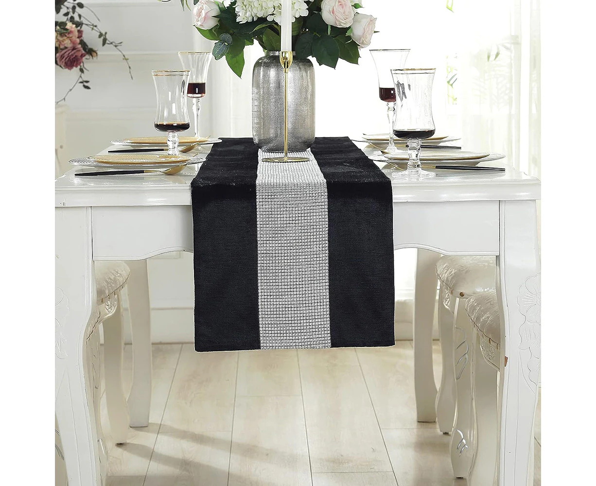 Black Glitter Table Runner 32x180cm for Kitchen Table Decoration