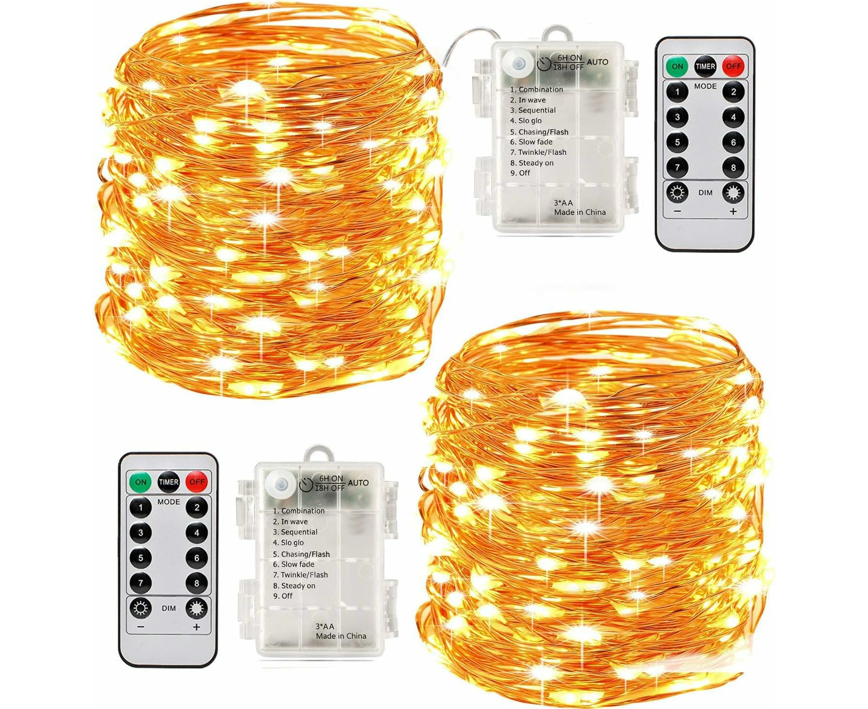 2x10mLEDStringLights100LEDsTimerFunctionRemoteControl