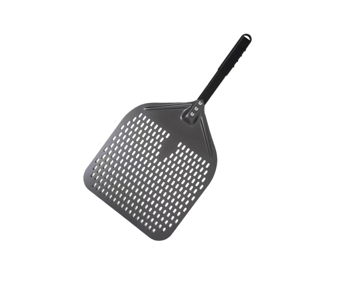 Anygleam Pizza Shovel 33 cm x 61cm  Dark Grey for Perforated Peel with Metal Handle Oven Turning Baking Accessory