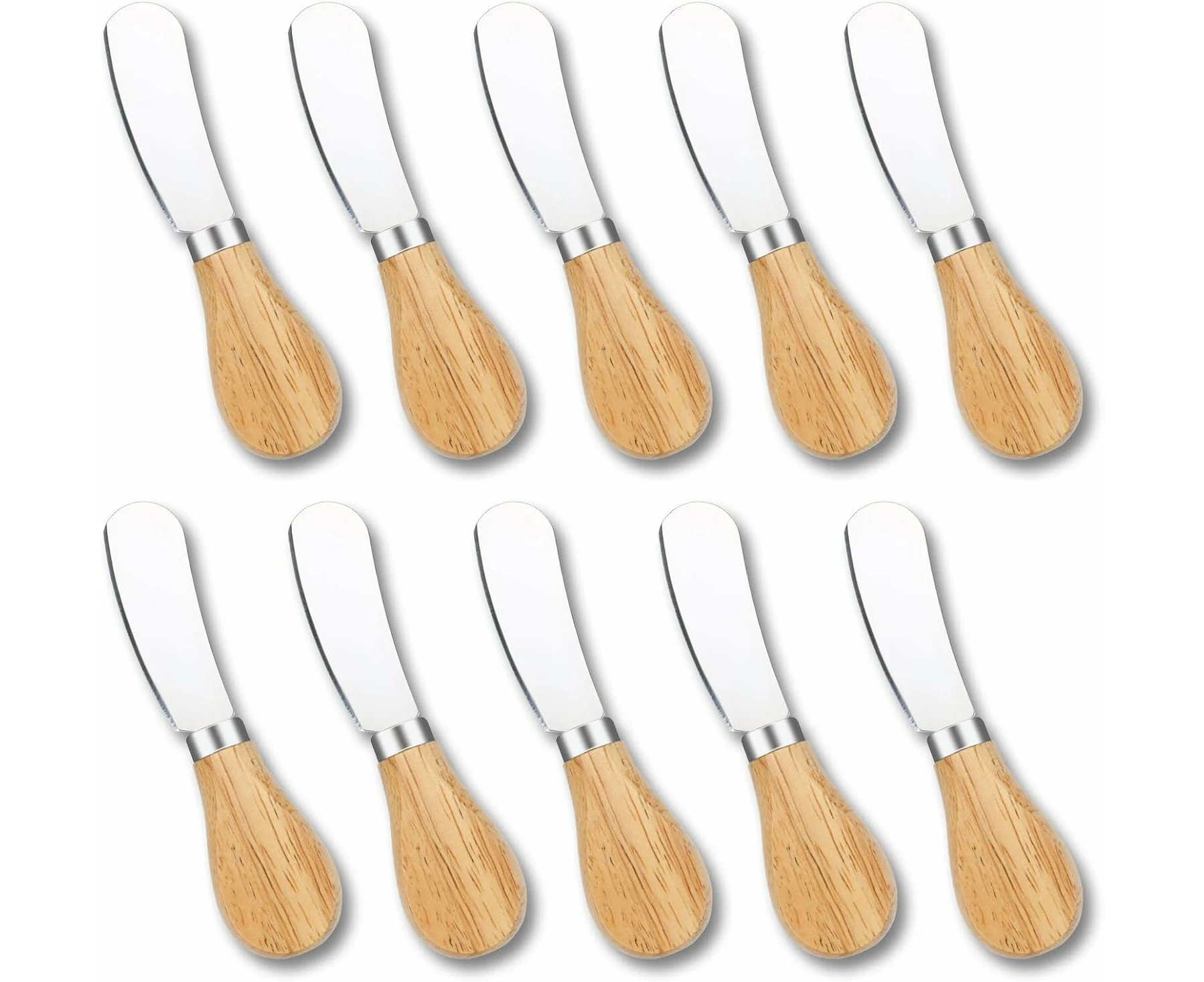 10 Pcs Cheese Spreader Knives, Mini Butter Knife Spreader with Wooden Handle, Stainless Steel Cheese Knife Set for Charcuterie Board