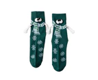 Christmas Magnetic Hand Holding Socks with Cute 3D Doll Stocking for Women Men - Scarf green nude soc