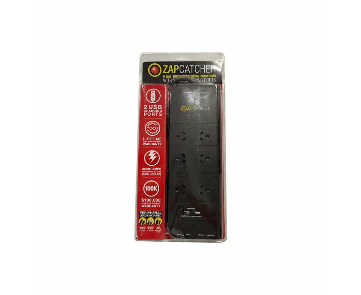 Zap Catcher 6 Way Power Filtration Board With Usb Ports