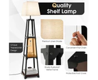 Costway 159cm Floor Lamp 3-Tier Tripod Storage Shelves Reading Light w/Linen Shade Bedside Corner