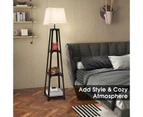 Costway 159cm Floor Lamp 3-Tier Tripod Storage Shelves Reading Light w/Linen Shade Bedside Corner