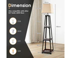 Costway 159cm Floor Lamp 3-Tier Tripod Storage Shelves Reading Light w/Linen Shade Bedside Corner