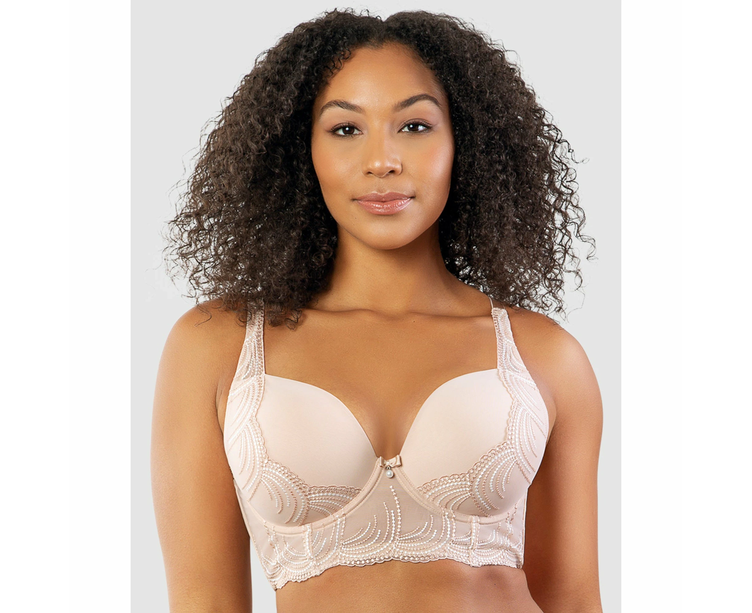 Parfait Pearl Underwired Longline Plunge Bra in Cameo Rose