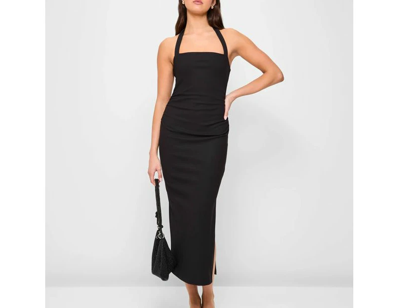 Halter Neck Gathered Midi Dress Lily Loves Catch