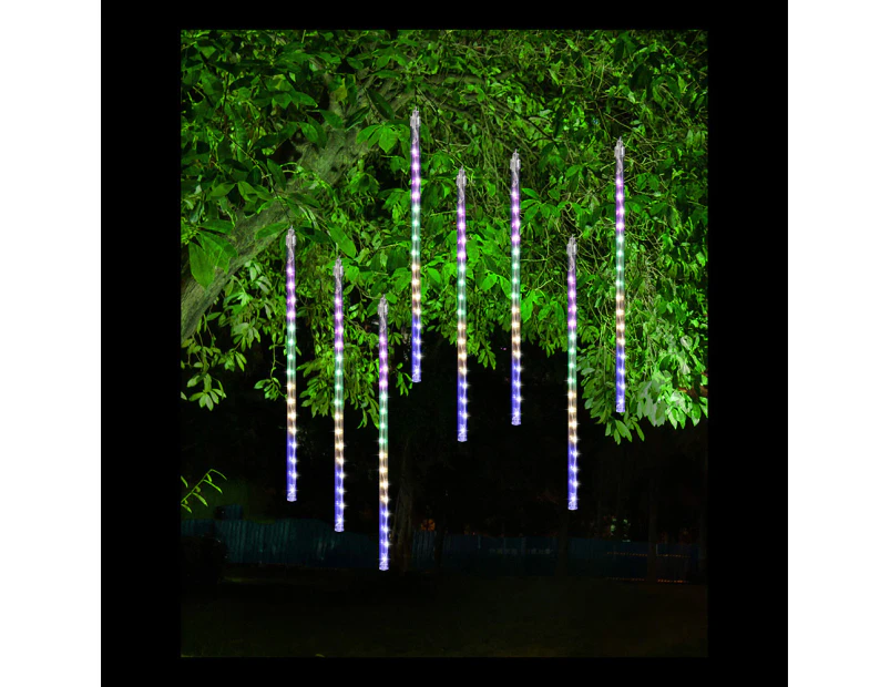 Christmas Solar Rainfall Tube Lights 8pc Multicolour