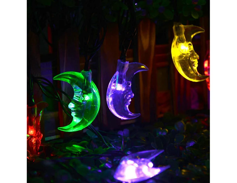 Moon Shaped Solar Powered Light String Lights, 15.75ft 20 Bright Waterproof Led (warm)