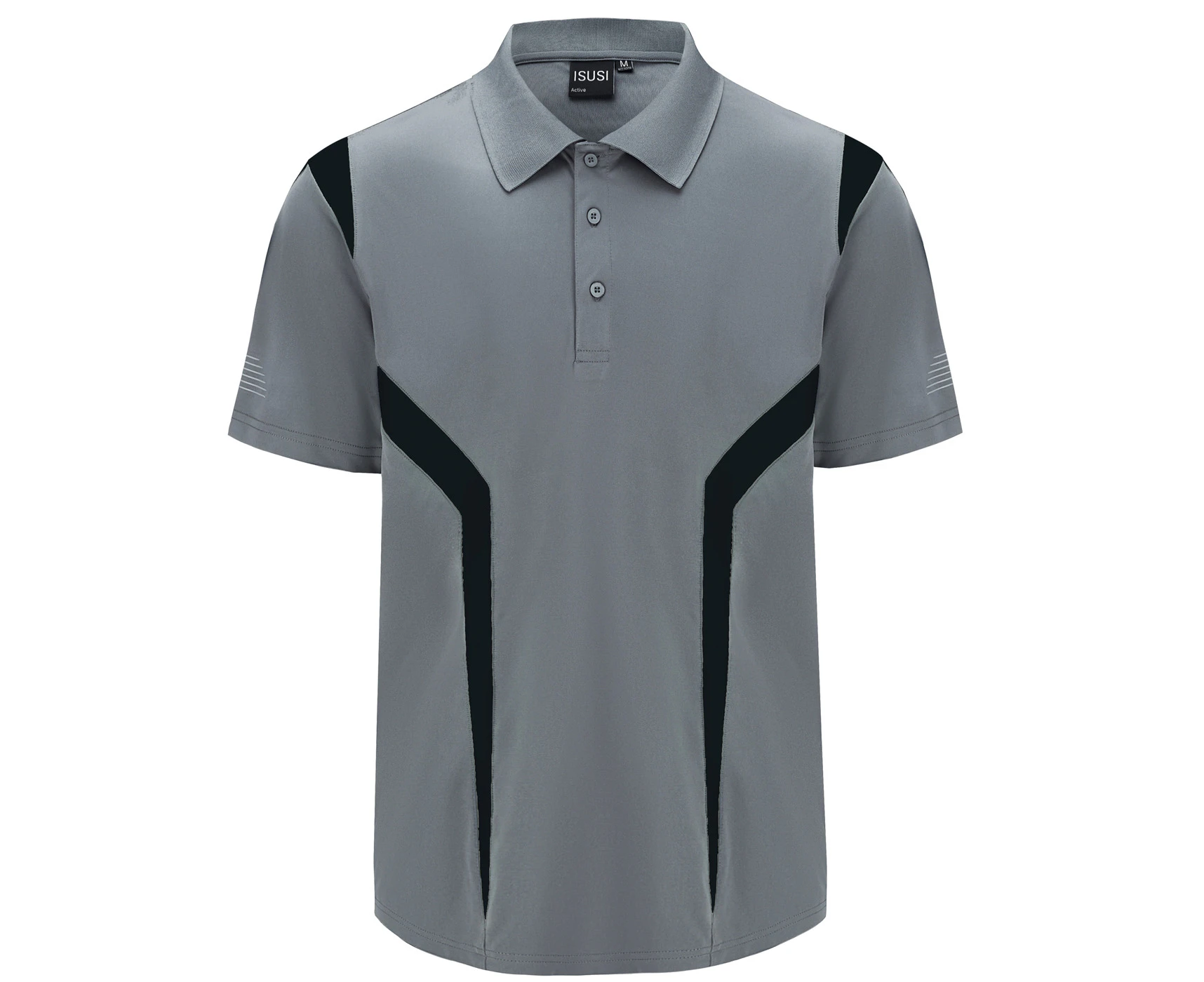 Active Polo Shirts Cool Dry Breathable Free Move Contrast Dynamic Design - Ash Black