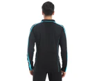 Active Polo Shirts Contrast Panel Best Cool Dry Fabric Air Mesh Long Sleeve - Black Aqua