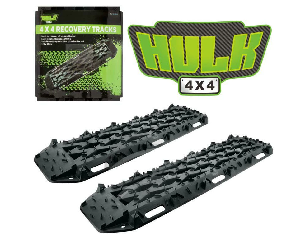 Hulk 4x4 Nylon Recovery Tracks Treads 2-Pack Black 1210mm x 350mm HU1000B