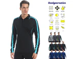 Active Polo Shirts Contrast Panel Best Cool Dry Fabric Air Mesh Long Sleeve - Black Aqua