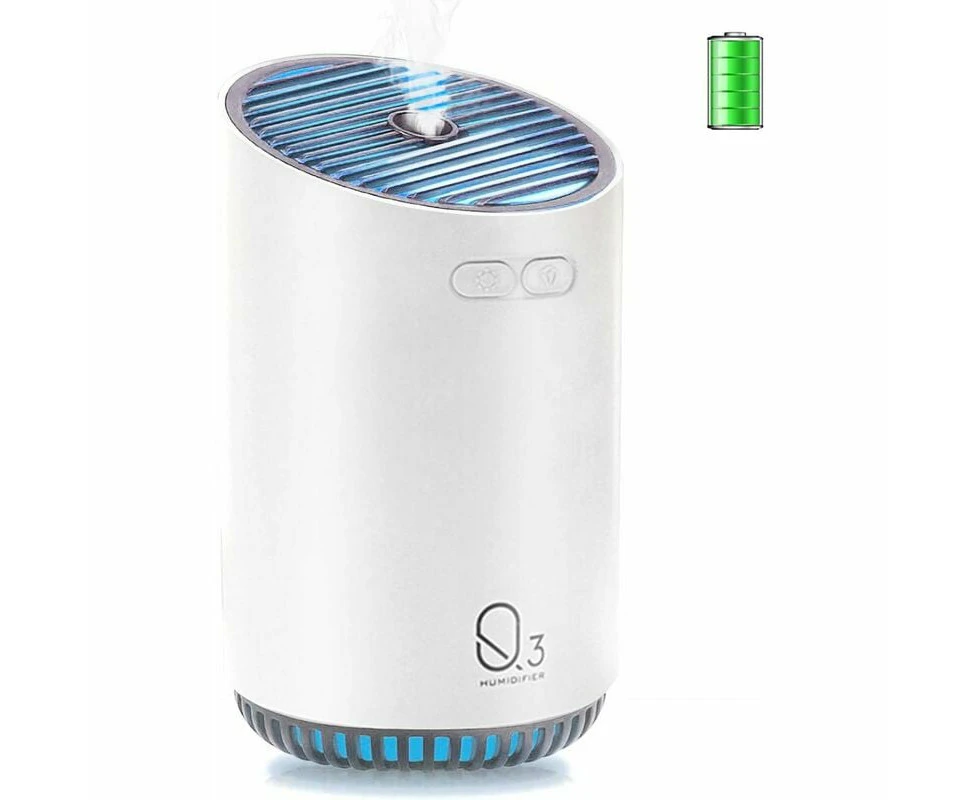 Mini Travel Portable Battery Operated Humidifiers with Cordless Diffusers for Yoga,Spa,Personal Humidifiers Auto Shut Off (White)